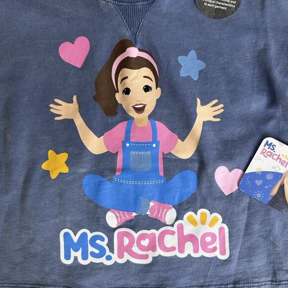 Ms. Rachel Toddler Girl Washed Crewneck Top and Short Set 4T Blue Cute Summer - Picture 7 of 7